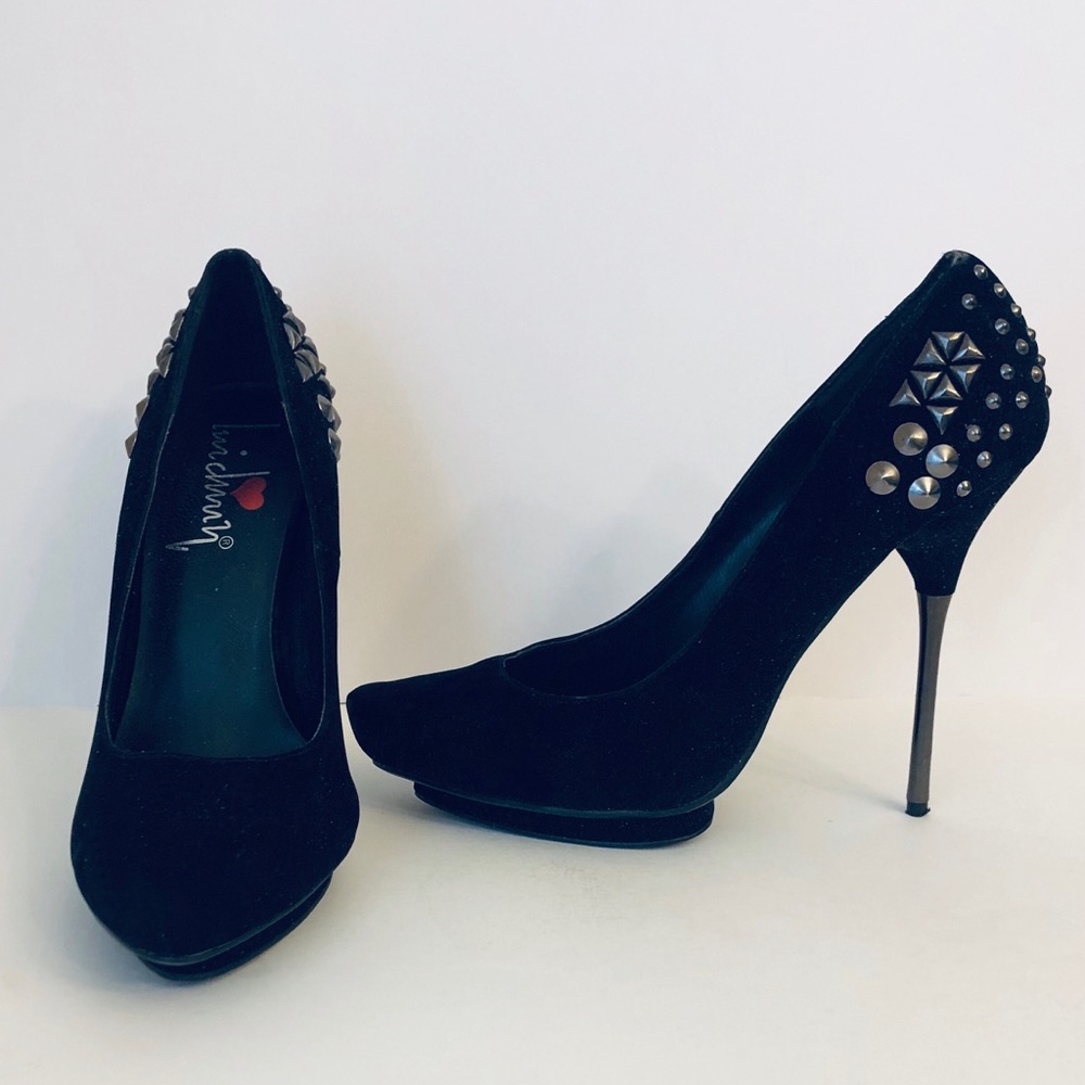 Luichiny Suede Studded Platform Heels